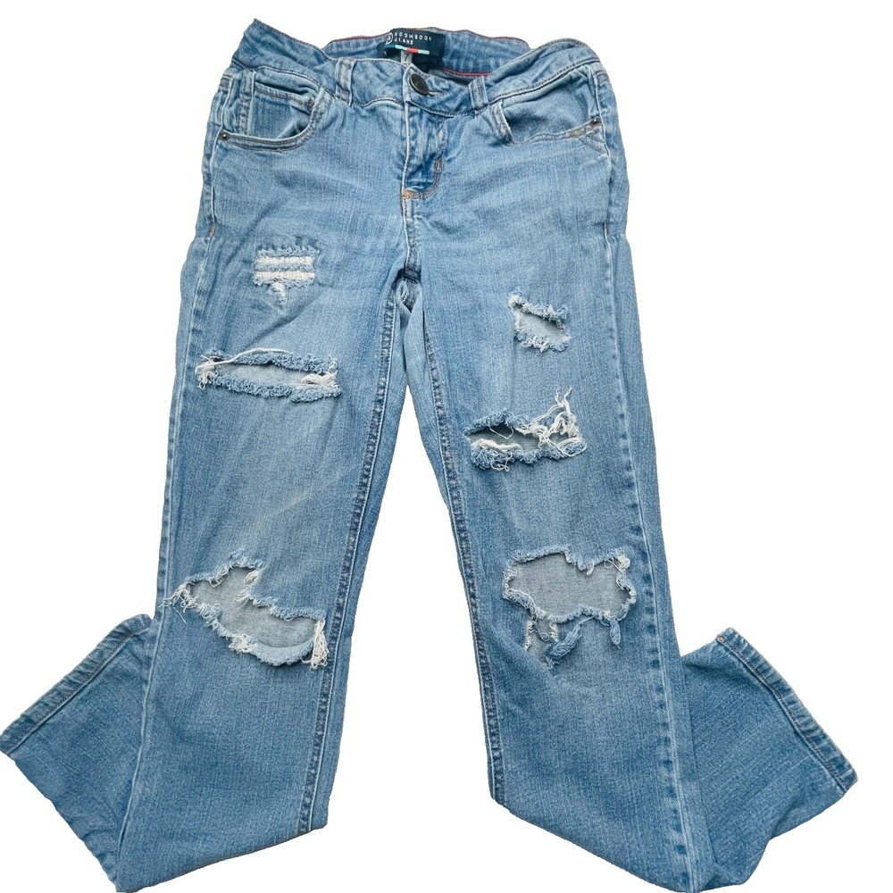 Boom Boom‎ Jeans Womens 7 High Rise Distressed Skinny Shredded Denim Blue Grunge